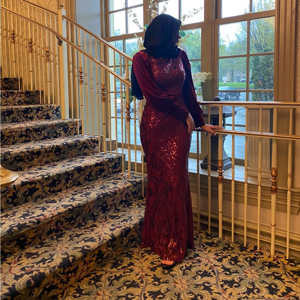 Velvet Long Sleeved Mermaid Dress